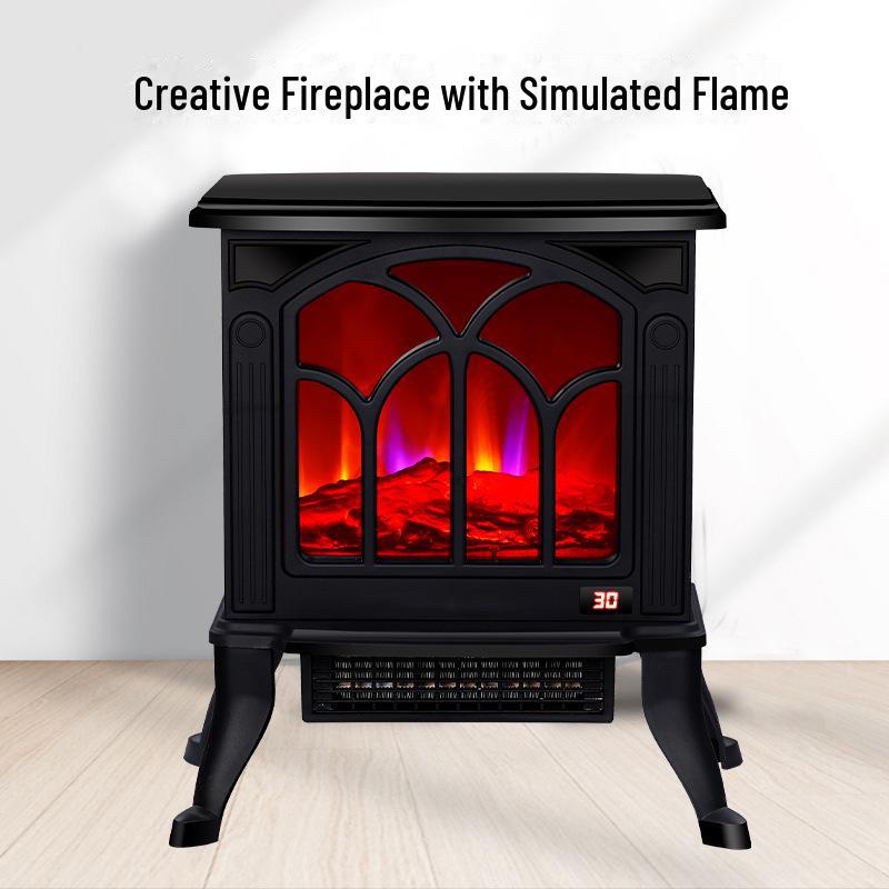 Компактный электрический камин с имитацией пламени для спальни и ванной комнаты