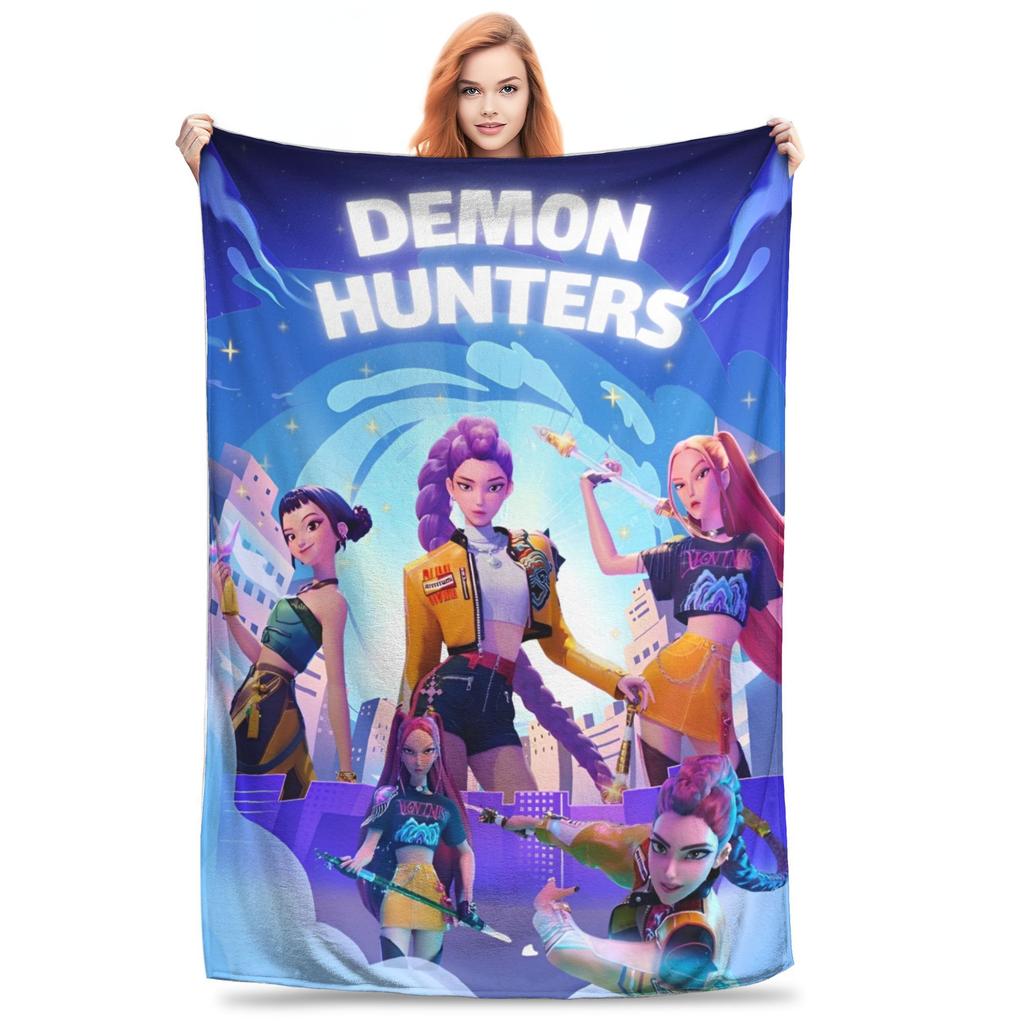 KPop Demon Hunters Huntrix Blankets Flannel Autumn/Winter Portable Soft Throw Blankets for Bedding Couch Bedspreads