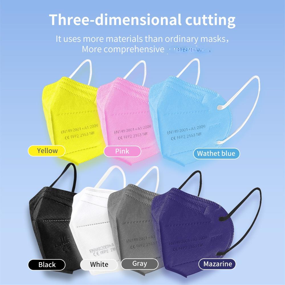 20-200PCS 5 Layers FFP2 MASK Adult Black KN95 Fabric Mascarillas Approved Mouth Face FPP2 Mask KN95 Filter Respirator FFP2MASK