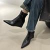 Pointed Short Boots Women's New Boots 2025 Autumn and Winter New European Beautiful Women's Boots High Heel Short Boots Wedge Heel Thin Boots