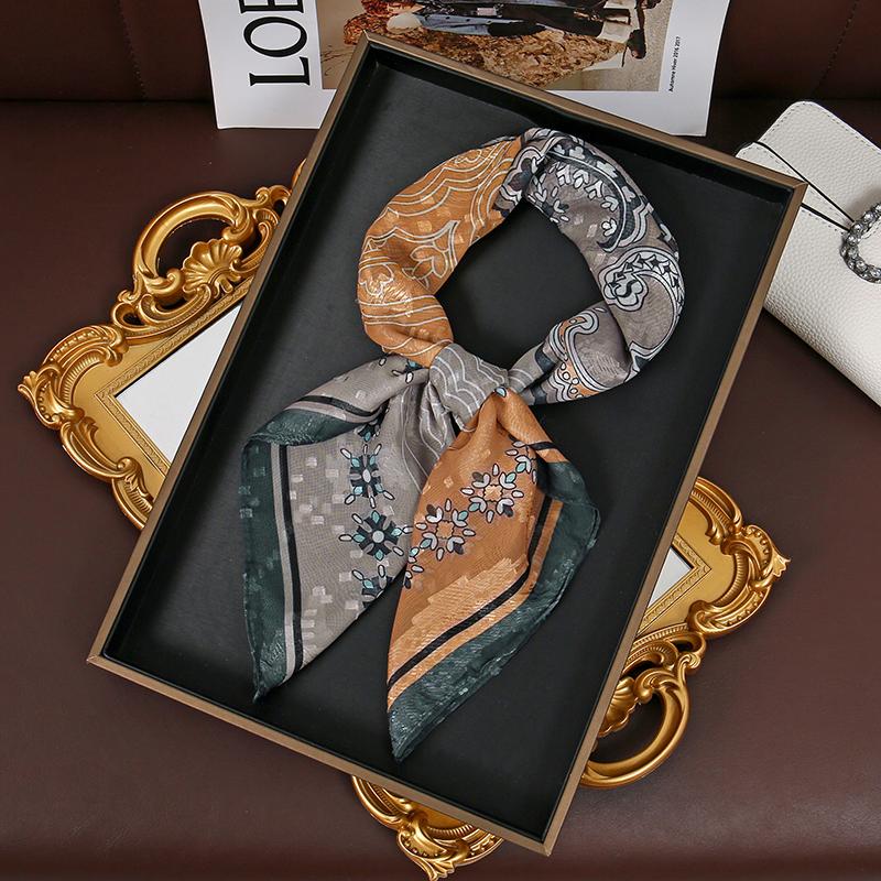 70x70cm Square Scarf Women Imitation Silk Hairbands Foulard Women Bandands Kercheif Shawls Wraps Small Hijab