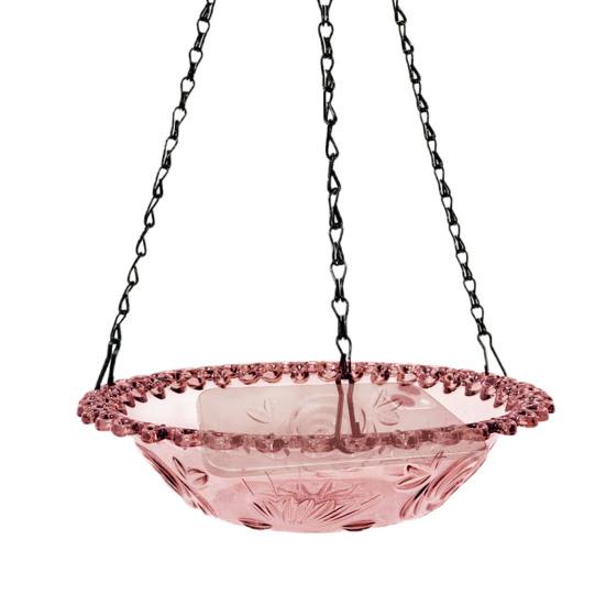 Heavy-Duty Outdoor Bird Bath Water Feeder with Rust-Proof Black Chains Hanging Bird Bath Hummingbird Feeder
