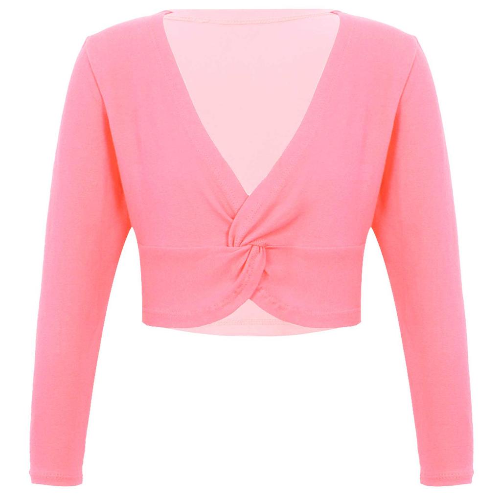 Девочки Длинный рукав V-образный вырез Узел спереди Однотонная Танцевальная куртка Длинный рукав Теплый Балетный костюм