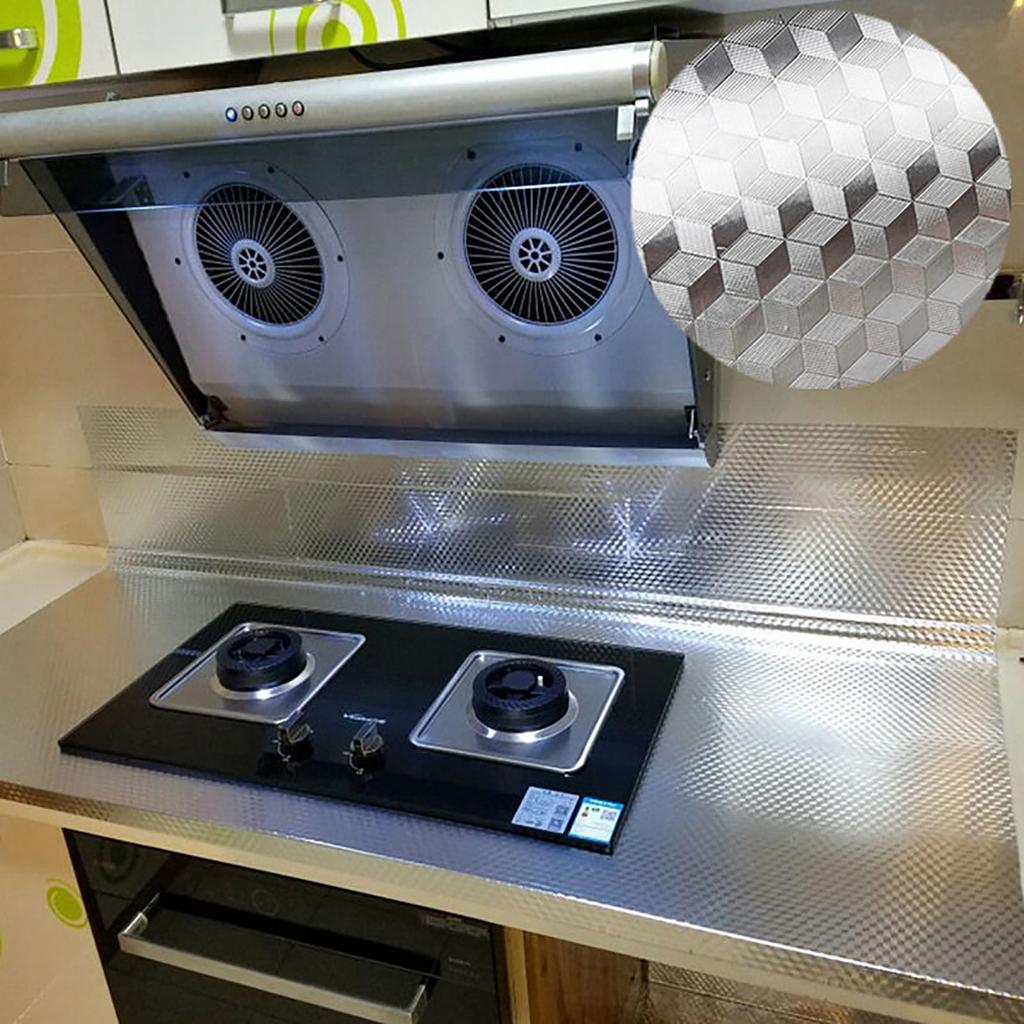 Кухонные самоклеящиеся алюминиевые фольги и маслостойкие наклейки Наклейки на стены Водонепроницаемые, высокотемпературные и 