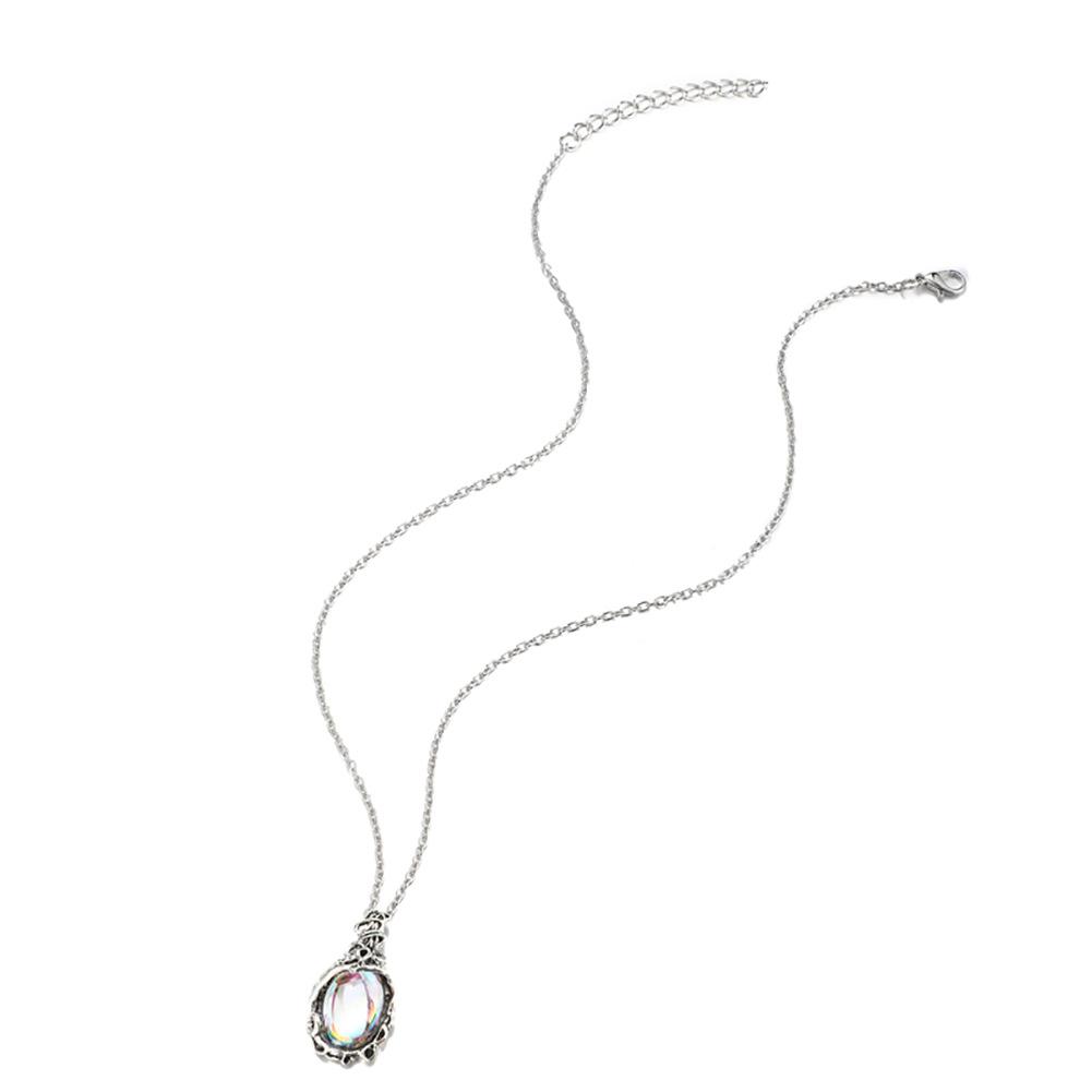 Простое ретро ожерелье с подвеской из лунного камня, модные украшения, ослепительная красочная ключичная цепочка