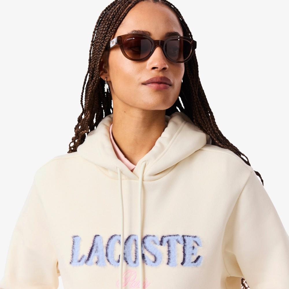[Lacoste] Women's Fluffy Lettering Hooded Sweatshirt SF5243-55NXFJ