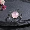 Round 10mm Labradorite Rings for Women Vintage Ring Finger Ring Retro Rings Jewelry Party Gift