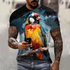 Fashion Men's T-Shirts with Parrot 3D Print Pattern Summer Vintage Oversized Short Sleeved Casual Daily Harajuku Men's Clothing