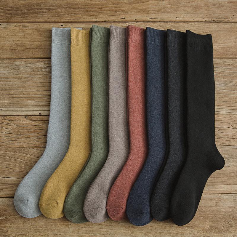 Women's Solid Color Thick Winter Knee-High Cotton Socks