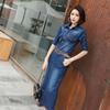 Женское винтажное офисное платье, тонкие повседневные модные длинные джинсовые платья