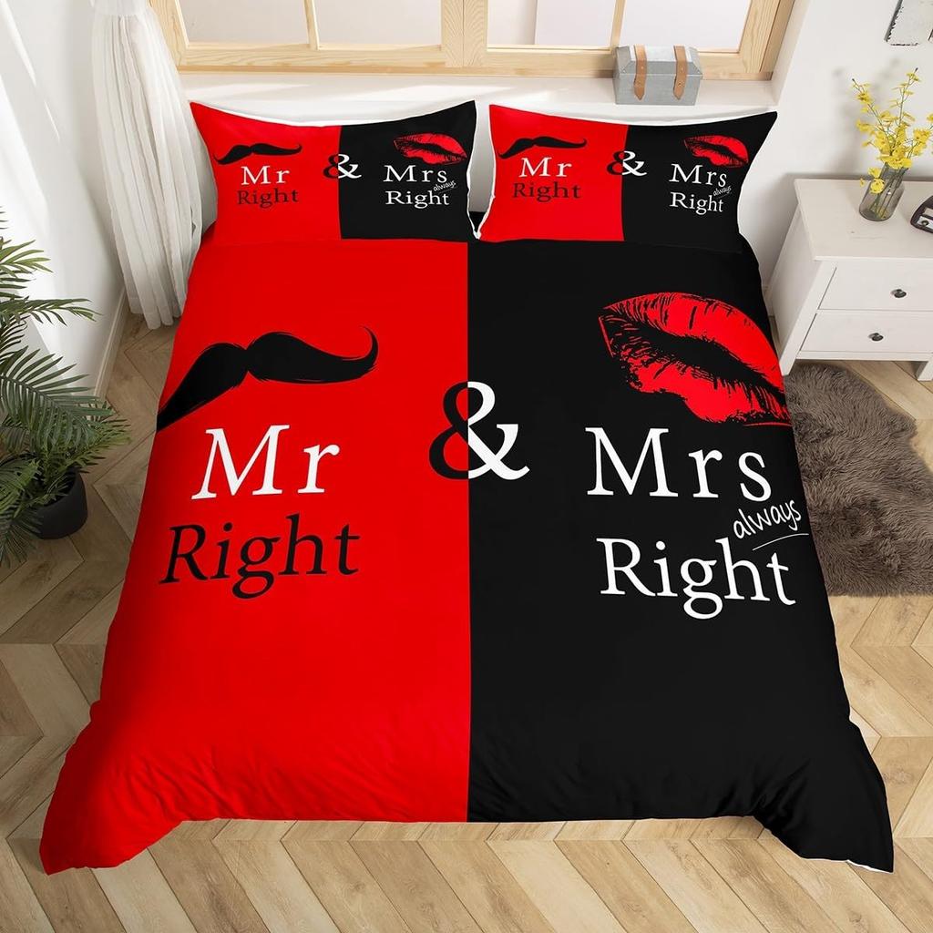 Пододеяльник Mrs Mrs Romance, пододеяльник из микрофибры, белый комплект постельного белья для мальчиков, девочек, подростков, взрослых, свадебный декор на День святого Валентина