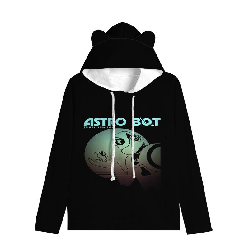Толстовка с капюшоном «Кошачьи ушки» в стиле астронавта, уличная одежда для детей, пуловер с ушками в космическом стиле, мягкая унисекс-верхняя одежда для малышей