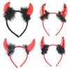 Creative Red Devil Horn Headwear Hairbands Hair Hoop for Halloween Masquerade Party Festival Gift Photo Props Style Random