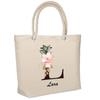 Sac De Plage Isotherme - PLANETEE - Lara Lettre Fleur - Coton - Grande Contenance - Imprimé En France