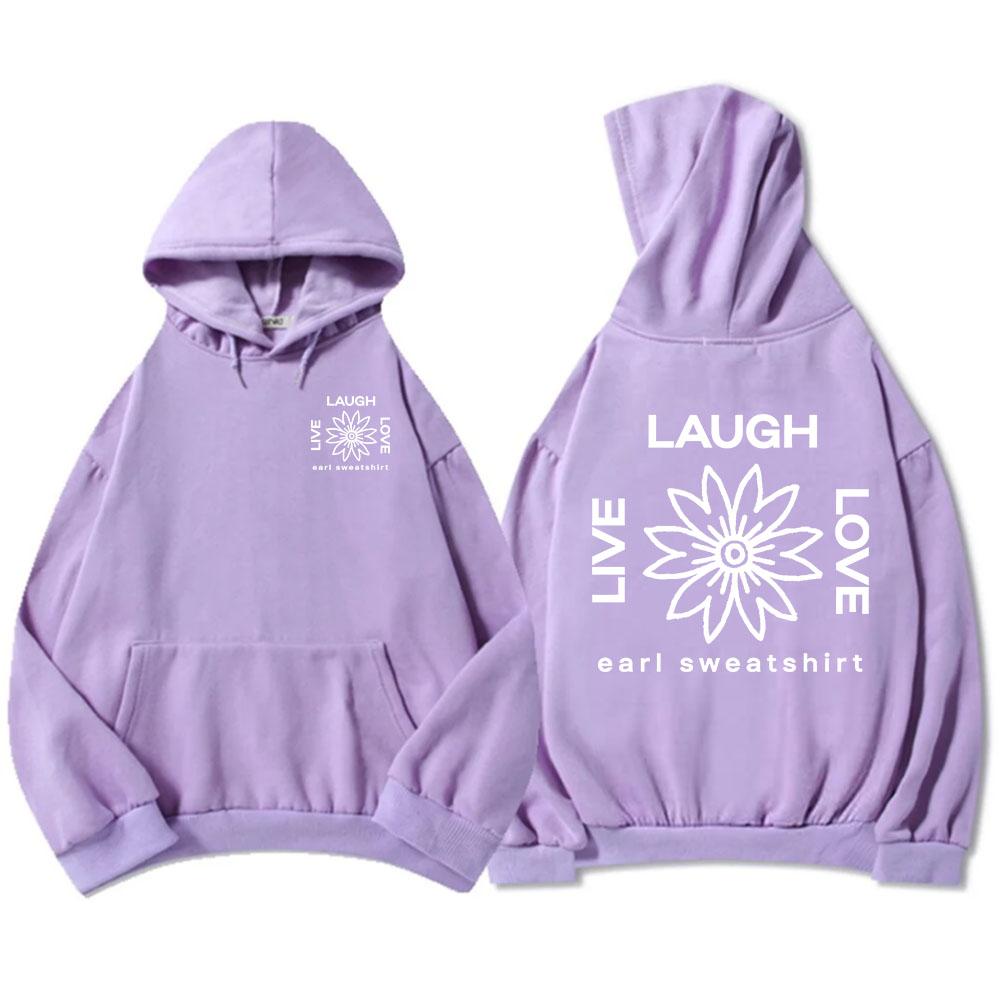 LLL FLOWER Print Hoodies Earl Sweatshirt Live Laugh Love Sweatshirt Autumn Fleece Male Hooded Pullovers Casual Men Clothes
