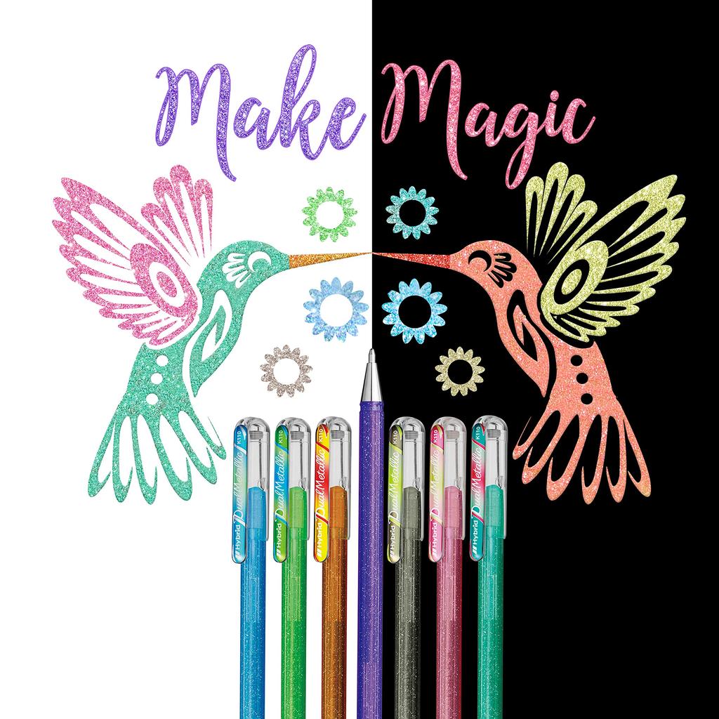 Гелевая ручка-роллер Pentel Hybrid Dual Metallic с жидкими чернилами, сверкающие металлические цвета YK110/8-M - набор из 8 штук,