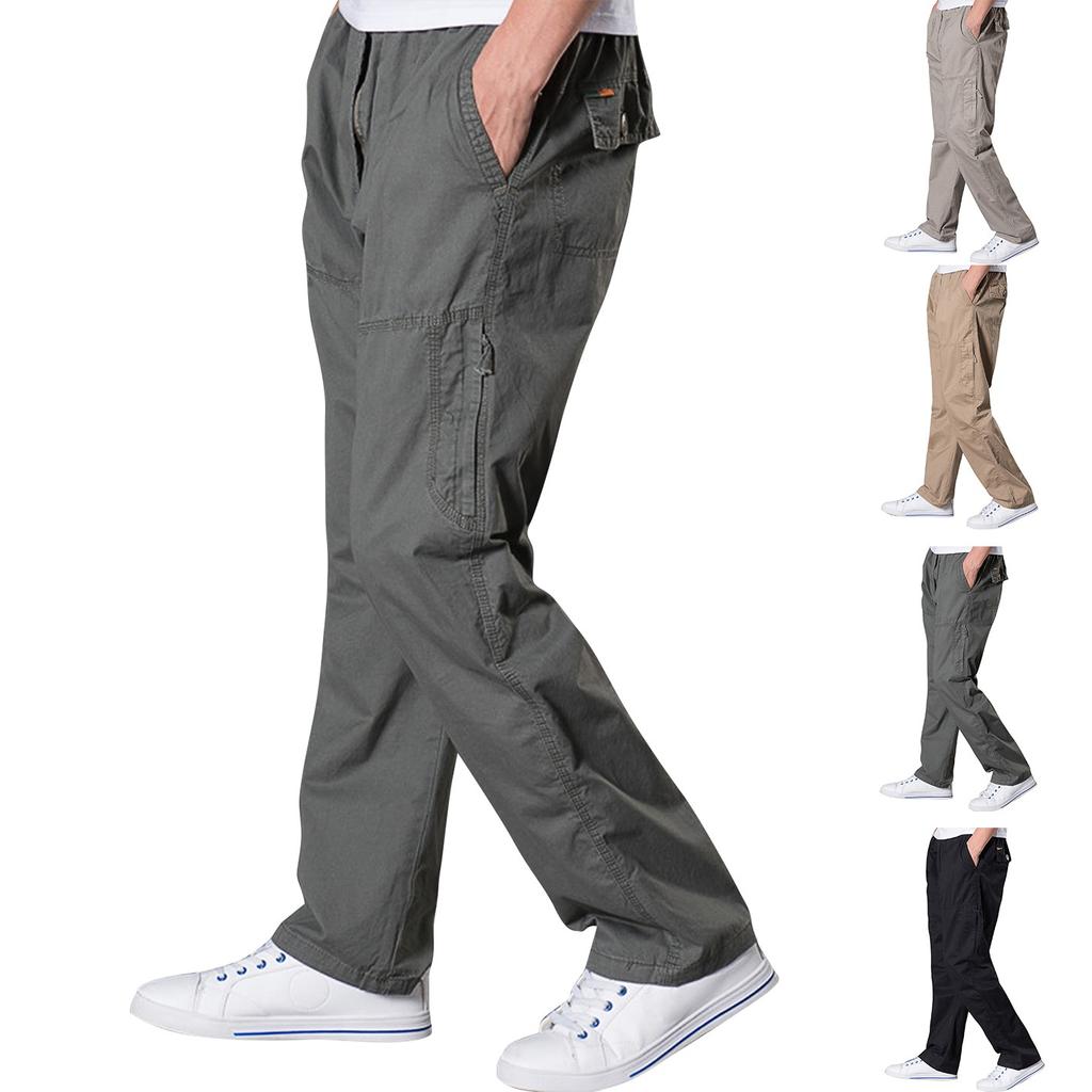 Брюки-карго для мужчин, мешковатые, мужские брюки-карго для парашютистов, легкие брюки, свободный крой, повседневные брюки для пешего туризма со шнурком
