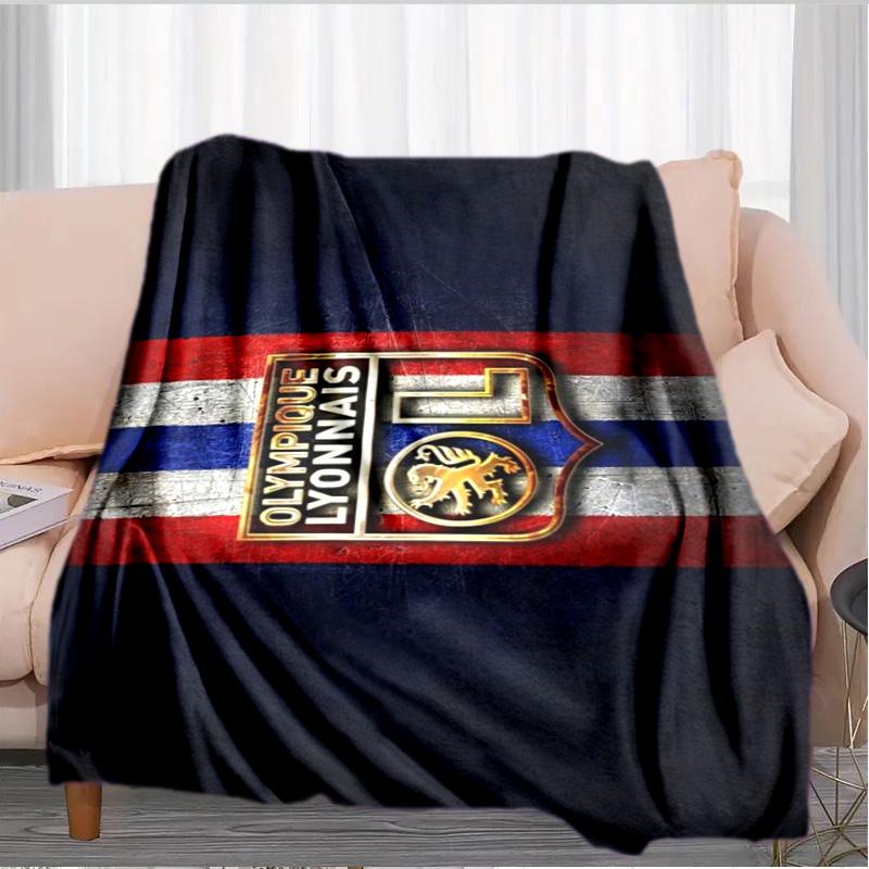 Lyon Football Crest Printed Throws Blanket Soft Flannel Blankets for Couch Bed Gifts for Men Women Picnic blanket Christmas gifts