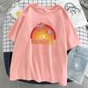 Summer Sunset Pattern Printed Cotton Short Sleeve T-shirt for Women Round Neck Top T-Shirts Women’s