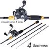 Комбинированные удочки и катушки, 4 секции, комбинированная катушка для удочки, комплект для морской и пресной воды, комплект удочек