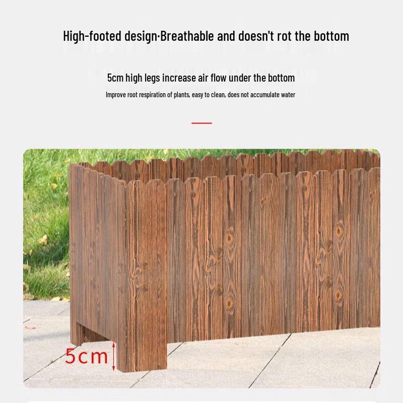 Hualongdun Extra Large Carbonized Wood Rectangular Planter Box