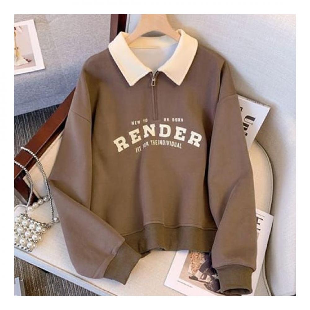 Navava Men Lettering Zip Collar Long Sleeve Sweatshirt Nt1333