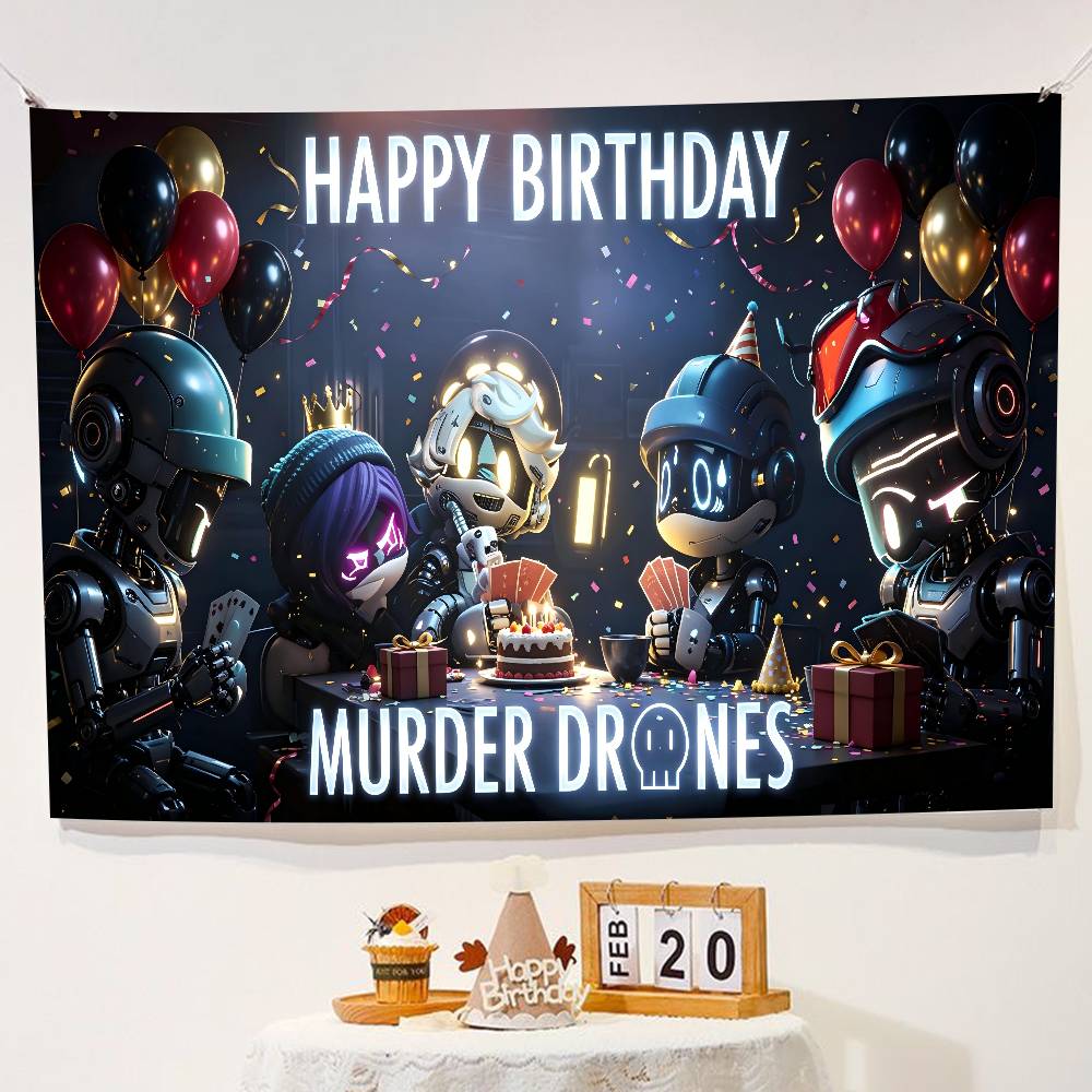Horror Anime Murder Drones Birthday Party Decorations Backdrop Banner Photography Supplies388