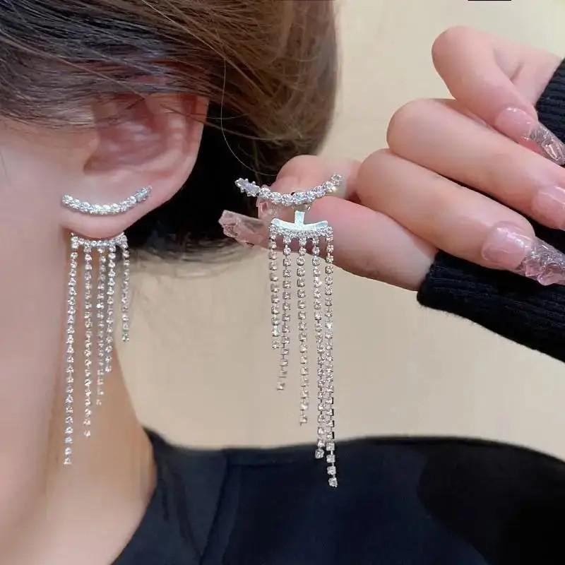 925 Silver Needle Korean Fashion Big Crystal Heart Earrings For Women Jewelry Trending New Luxury Women's Zircon Earrings