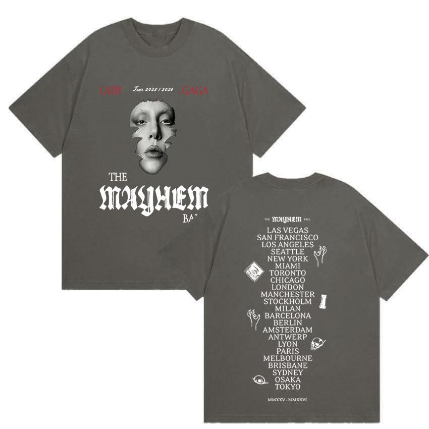 2026 Springsummer Lady Gaga The Mayhem Ball Album Fans Gift TShirt Men Women Vintage High Quality Pure Cotton Printed Top