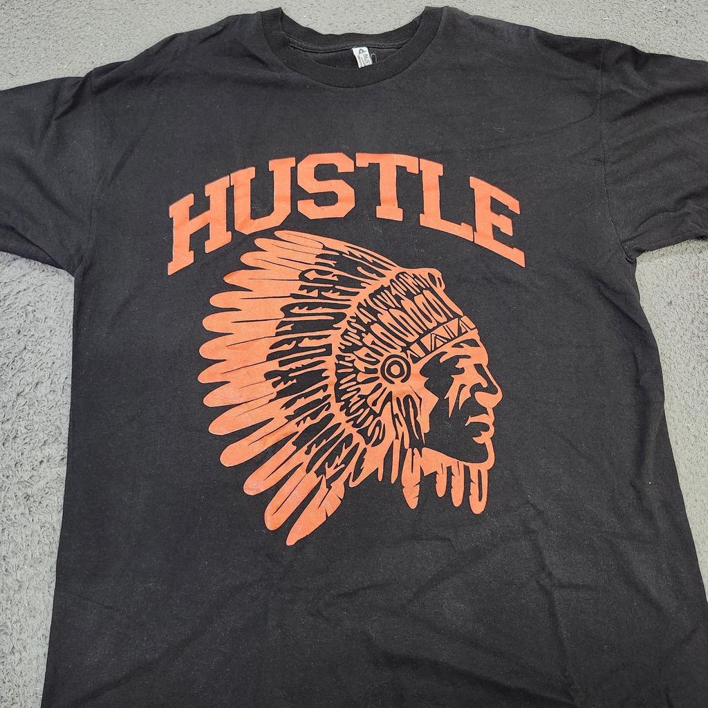 Alstyle Shirt Mens XL Black Hustle Headdress Graphic Tee Heavyweight Crewneck Unisex T-Shirt