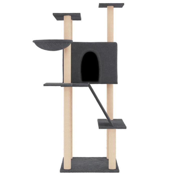 VidaXL Cat Tree with Sisal Scratching Posts Dark Grey 143 Cm 171731