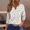 Women's T Shirt Tee Print Button 3/4 Sleeve Daily Weekend Fashion Basic V Neck Regular Top