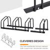 Bike Rack for 4 Bicycles, Weatherproof, Wall or Floor Mount, Steel, 110 x 33 x 27 cm