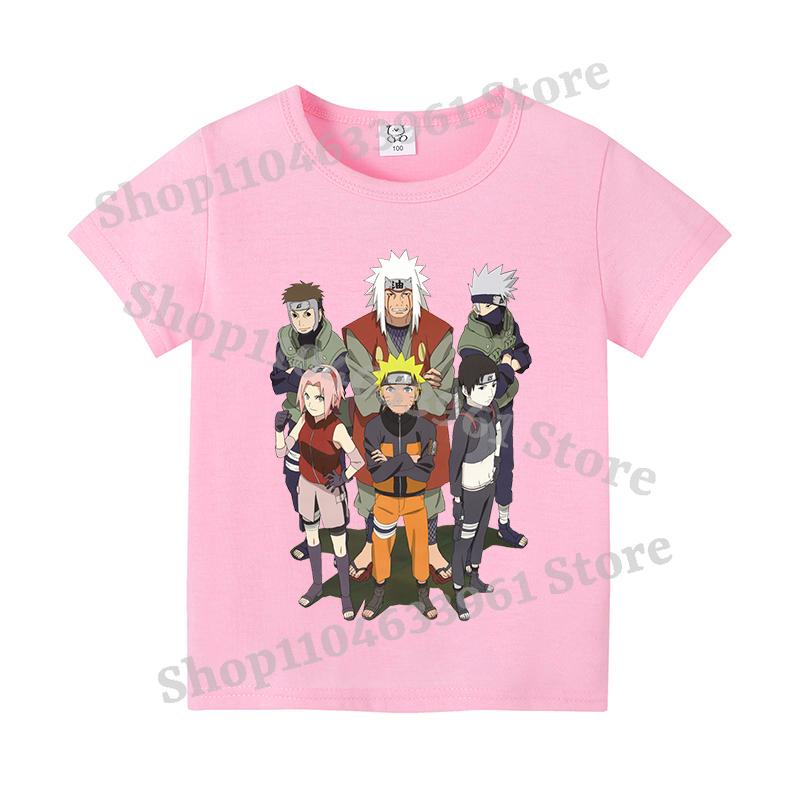 Narutos T-shirt Children Clothing Boy Girl Japanese Manga Pattern Short Sleeve Kid Cartoon Casual Sports Cotton Tee Home Clothes