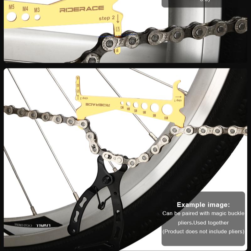 RIDERACE Bike Chain Wear Indicator Checker Bicycle Gauge Measurement Ruler Portable Road Cycling Chain Replacement Repair Tools