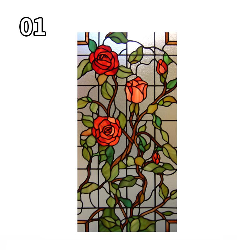 Винтажная художественная пленка для стекла Rose Lotus, пленка для церковных витражей, статическая липкая водонепроницаемая, непроницаемая для солнца, матовая защитная пленка для стекла