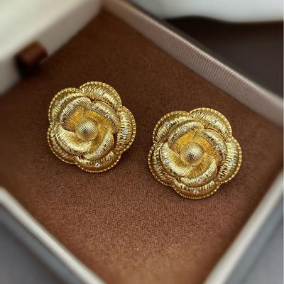 Серьги-гвоздики Camellia Light Luxury Temperament с французской отделкой, универсальные серьги в стиле ретро с высоким чувством