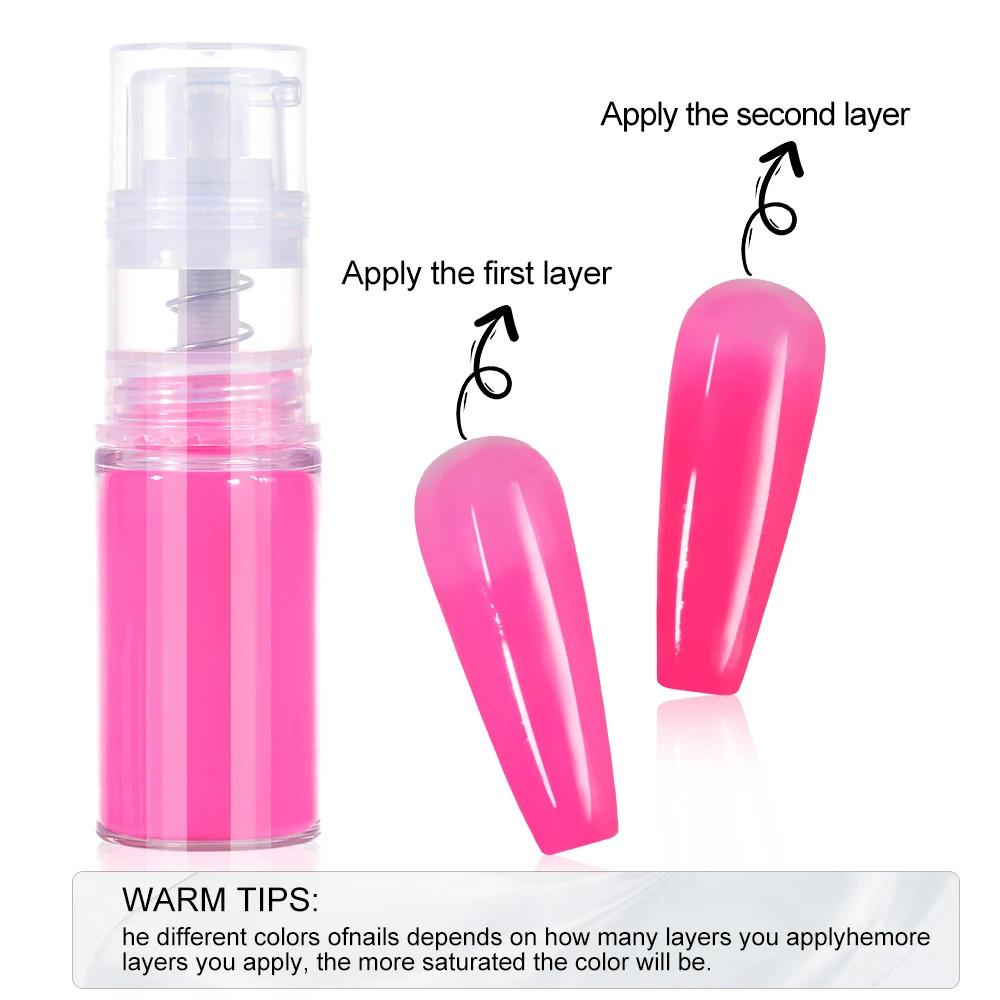 12 цветов Быстрый Омбре Спрей Акриловая Пудра для Ногтей Неоновый Градиент Пастель с Потрясающим Эффектом Профессиональная Пудра для Погружения Ногтей