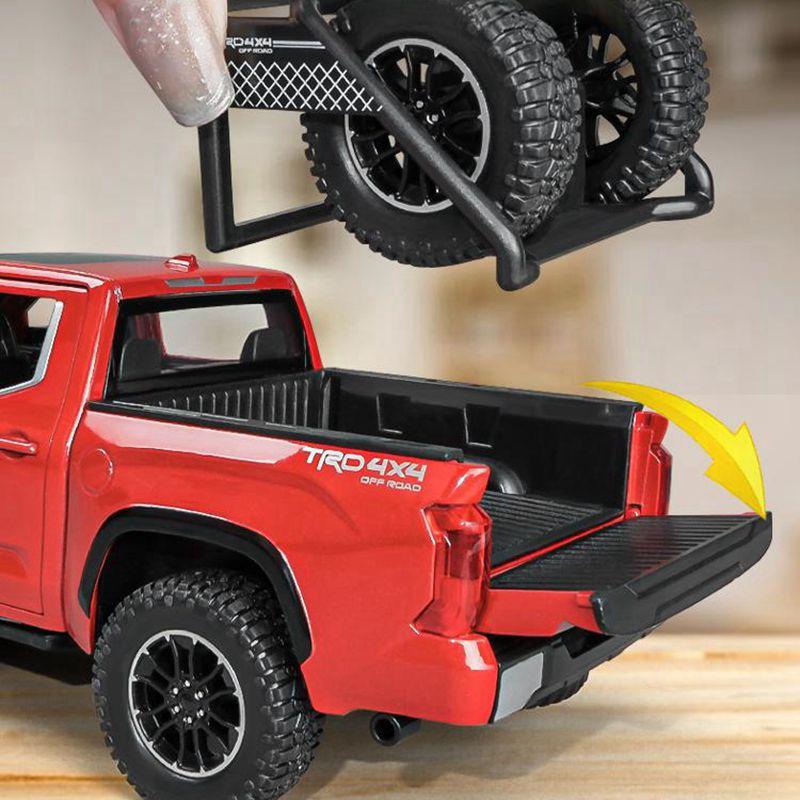 1/24 TOYOTA Tundra TRD Пикап Внедорожный литой сплав Миниатюрная игрушечная модель автомобиля с инерционным механизмом, звуком и светом, коллекция подарков для мальчика