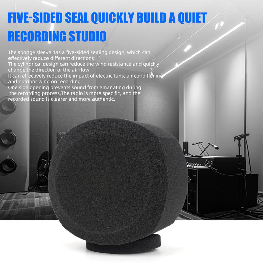 Large Microphone Foam Windscreen Cover Sponge Shield for Handheld Interview Mics Black