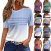 Футболки для женщин, плиссированные, с круглым вырезом, нарядные, повседневные, блузки с принтом, с коротким рукавом, летние топы, свободный крой