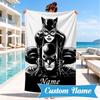 Custom Name Beach Towel Bat City Hero Artwork Microfiber Beach Towel, Lightweight for Summer Travel, Swimming Pool Fan Birthday Gift