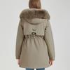 Fashion Winter Coat Female Long Parkas Hooded Faux Fur Collar Detachable Sleeves Loose Thick Warm Women's Jackets