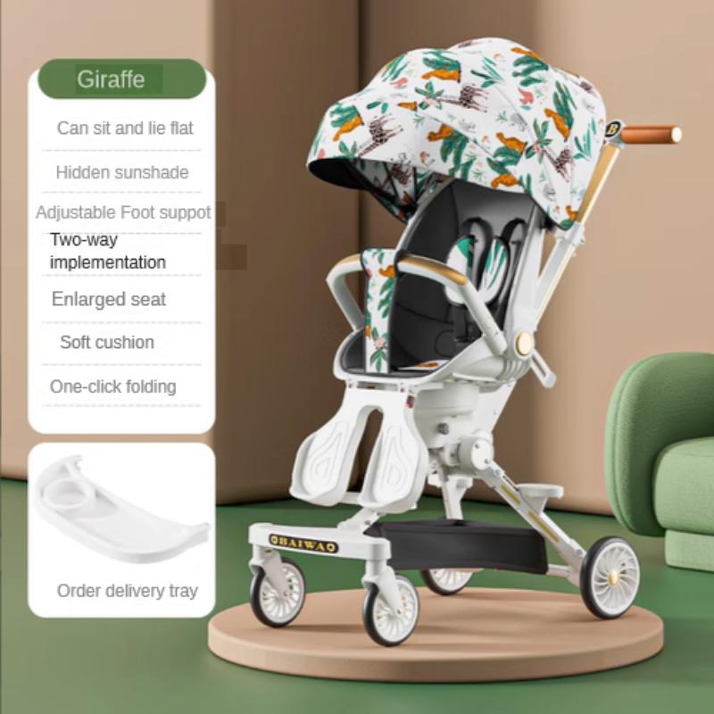 Легкая детская коляска с высоким обзором, двунаправленная четырехколесная тележка, складывающаяся, может сидеть или лежать, детская коляска с комфортом для ребенка
