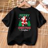 Santa Claus Dancing T-shirt Short Sleeve Cartoon Shirt for Boys Christmas Party Tops for Kids