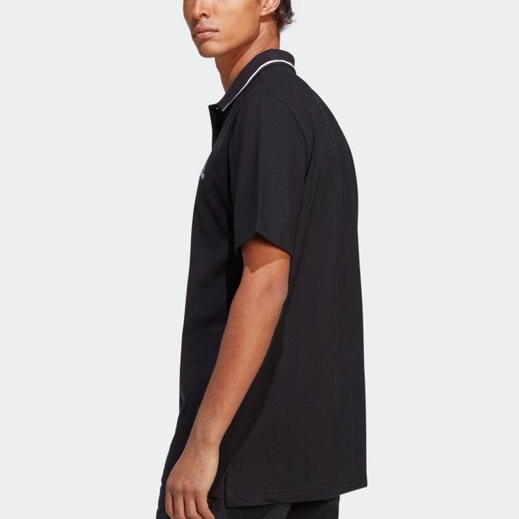 Adidas Пуловер с логотипом и буквенным принтом, рубашка поло с короткими рукавами, мужские топы, черный IC9314