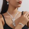 Women's Fashion Trend Copper Claw Chain Geometry Necklace Earrings Bracelet Zircon Set Wedding Banquet Party Holiday Gift