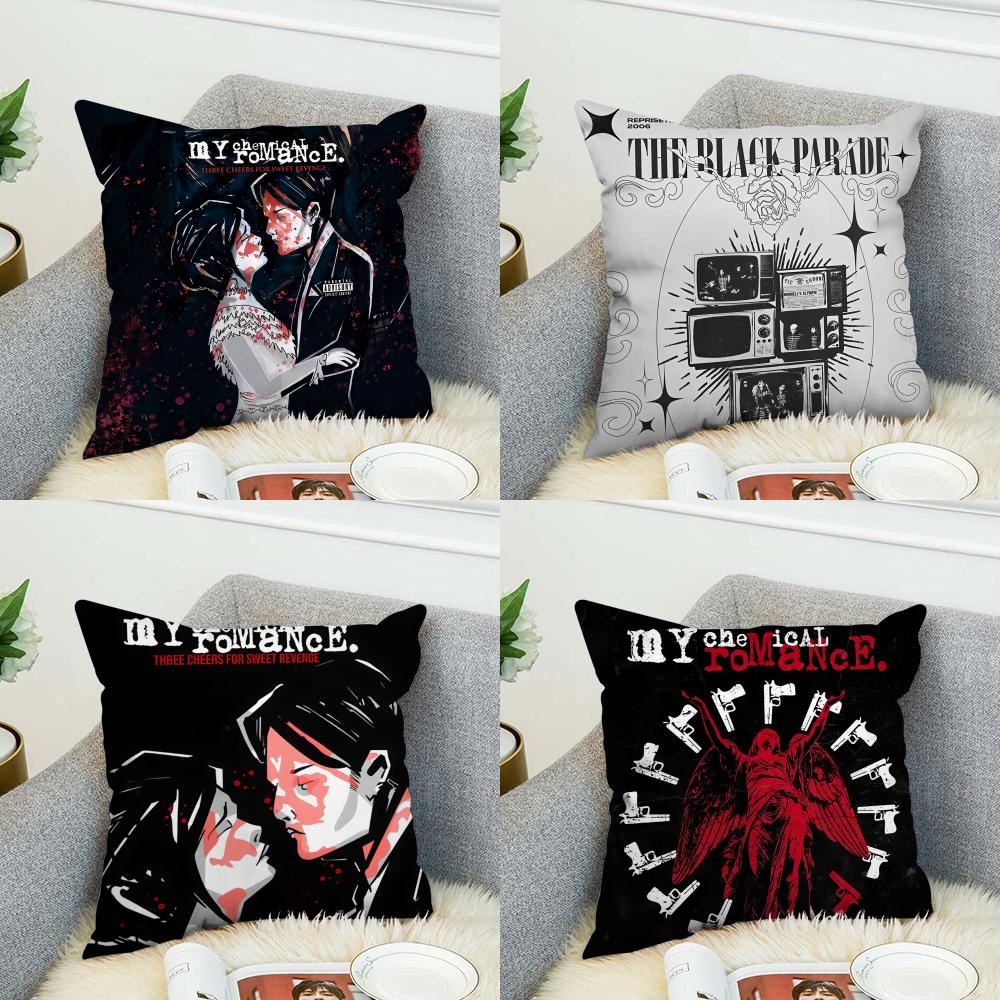 Подушка с принтом группы My Chemical Romance Наволочка для Автомобиля Дивана Декоративная Домашняя Двусторонняя Печать Плюшевая Квадратная Подушка-плед Чехол