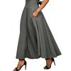2025 Spring New Women's Solid Color Ankle-Length Skirt with Waist Tie - Flared A-Line Maxi Skirt Half Skirt Solid Strappy Ankle Waist Long Skirt