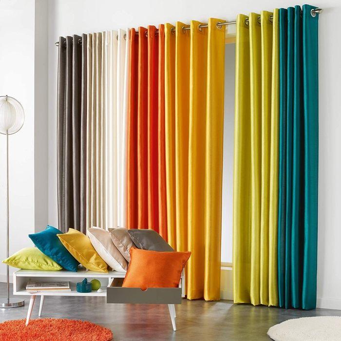 Rideau à œillets 140x240 SHANA ROUGE - Synthétique - Tamisant - Contemporain